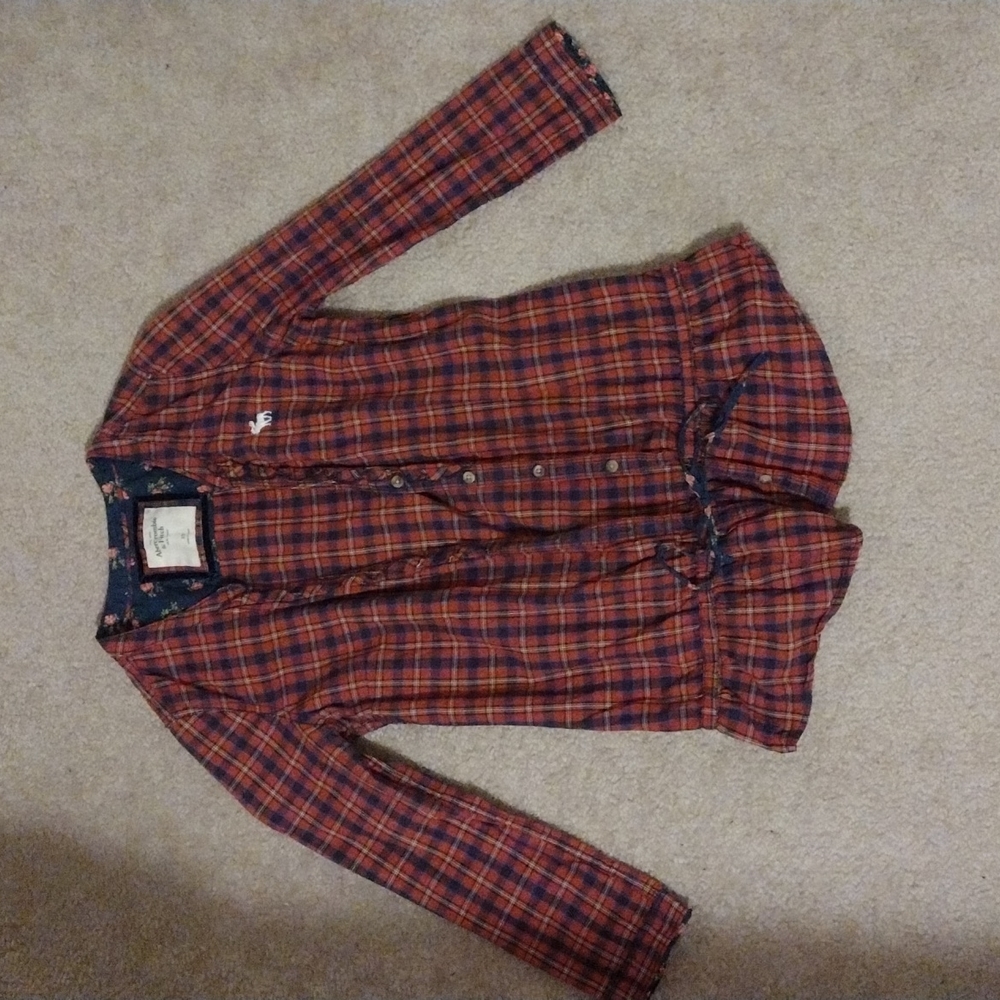 Abercrombie & Fitch Red Plaid Shirt Size XS